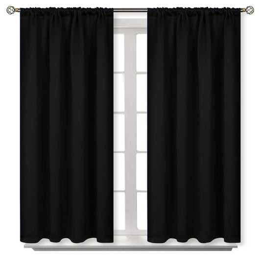 BGment Black Out Curtains 54 Inches Length for Bedroom - Rod Pocket Room Darkening Drapes Thermal Insulated Shading Blinds for Basement Short Window Kitchen, 42 x 54 Inch, 2 Panels