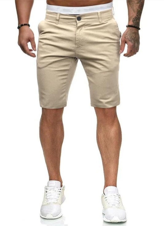 HUNGSON Mens Slim Fit Shorts Stretch Chino Short Pants(Beige,36)
