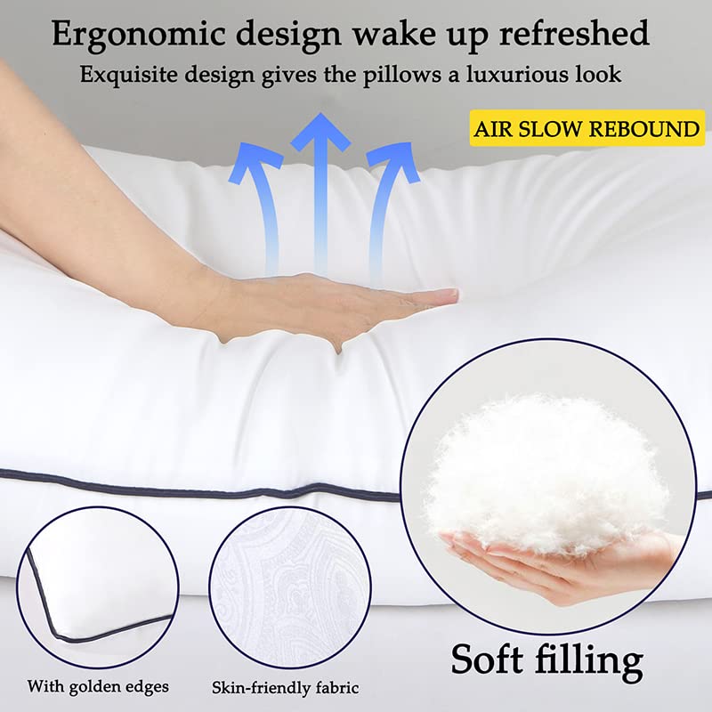 HOOMQING Bed Pillows 2 Pack - King Size Cooling Pillows for Sleeping Set of 2 for Side Back and Stomach Sleepers, Down Alternative Filling Luxury Soft Supportive Plush Pillows(White, King)