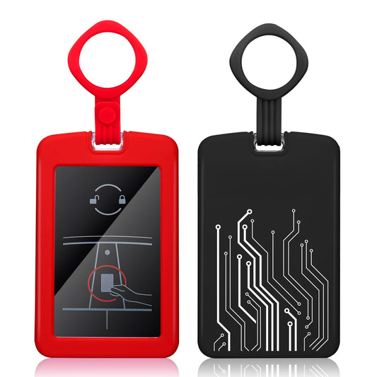 2 Pieces Key Card Holder Case for Tesla, Silicone Key Card Holder Compatible with Tesla Model 3 Y S X Key Cards, Black and Red