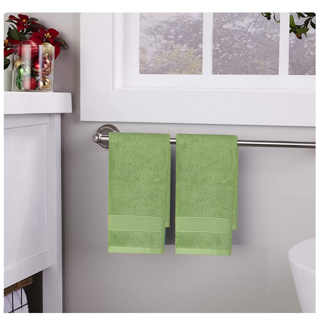 LRUUIDDE Bathroom Hand Towels 2 Set,Cotton Hand Towel for Bath, Hand, Face, Kitchen, Super Soft, Highly Absorbent, Machine Washable, Size 14" x 30" (Green)…