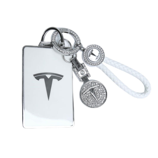 Tesheer for Tesla Key Card Holder Bling Key Chain fit Tesla Card Key Holder for Model S/X/3/Y Cybertruck Card Key Holder for Tesla Keychain Crystal Key Card Protective Key Fob Tesla Accessories