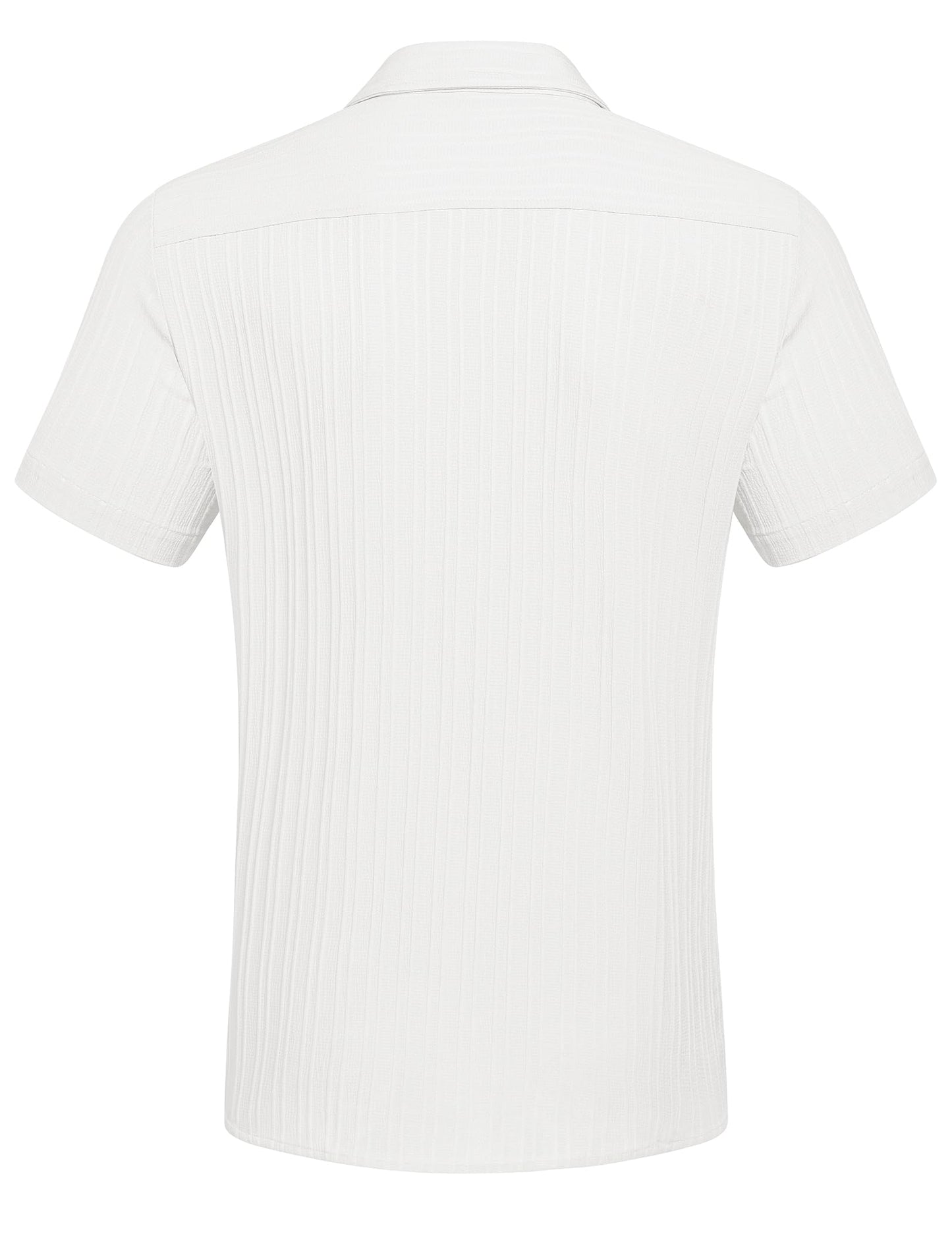 COOFANDY Button Down Shirt Men Short Sleeve Shirt Button Up Shirts for Men Linen Shirts for Men Summer Beach Shirt A-White