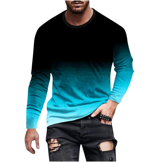 Womens Coats Winter Clearance Prime Mens Long Sleeve Shirts Casual Gradient Color Loose Pullover Graphic Tee Shirts Fall Fashion Athletic Sweatshirts Amazon of October 2023 Sky Blue 3X