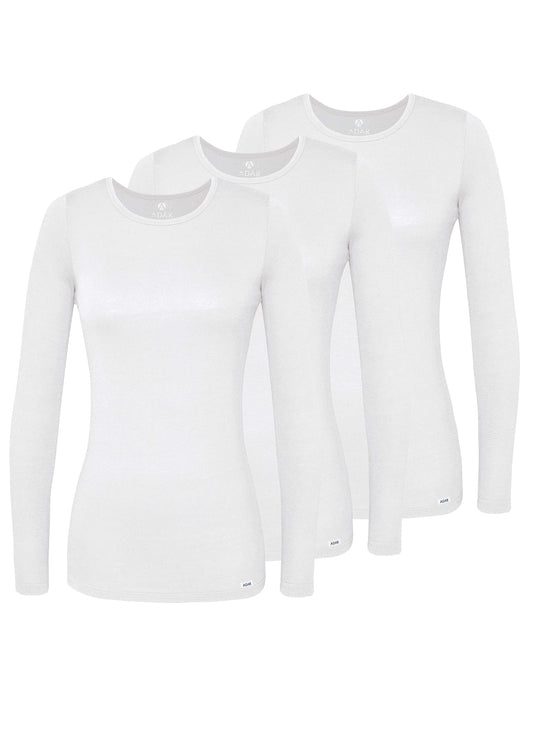 Adar Uniforms Underscrubs for Women 3 Pack - Long Sleeve Underscrub Comfort Tee - 2903 - White - L