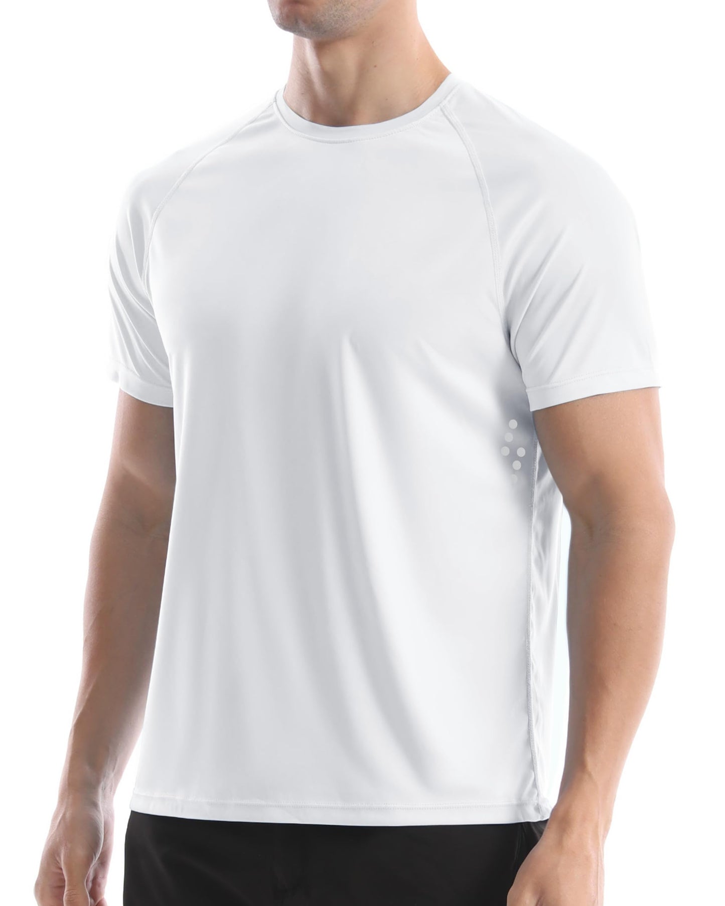 Men's UPF 50+ Swim Shirts, Sun Protection Short Sleeve Rash Guard, Quick Dry T-Shirt for Fishing and Surfing White