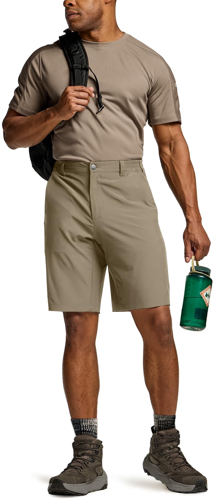 CQR Men's Quick Dry Stretch Hiking Cargo Shorts, Lightweight Water Resistant Tactical Casual, Golf & Outdoor with Pockets, Routine Sandstorm, 34W x 10L