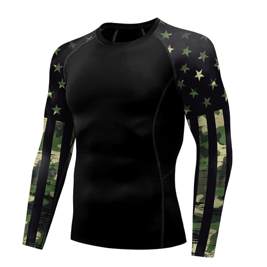 color cosplayer Jiu Jitsu Men American Flag UPF 50+ Sun Protection Printed Rash Guard Long Sleeve Swim Shirts
