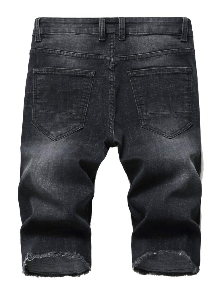 DOINLINE Men's Distressed Jean Shorts Casual Ripped Summer Denim Short Pants with Pockets Black 34