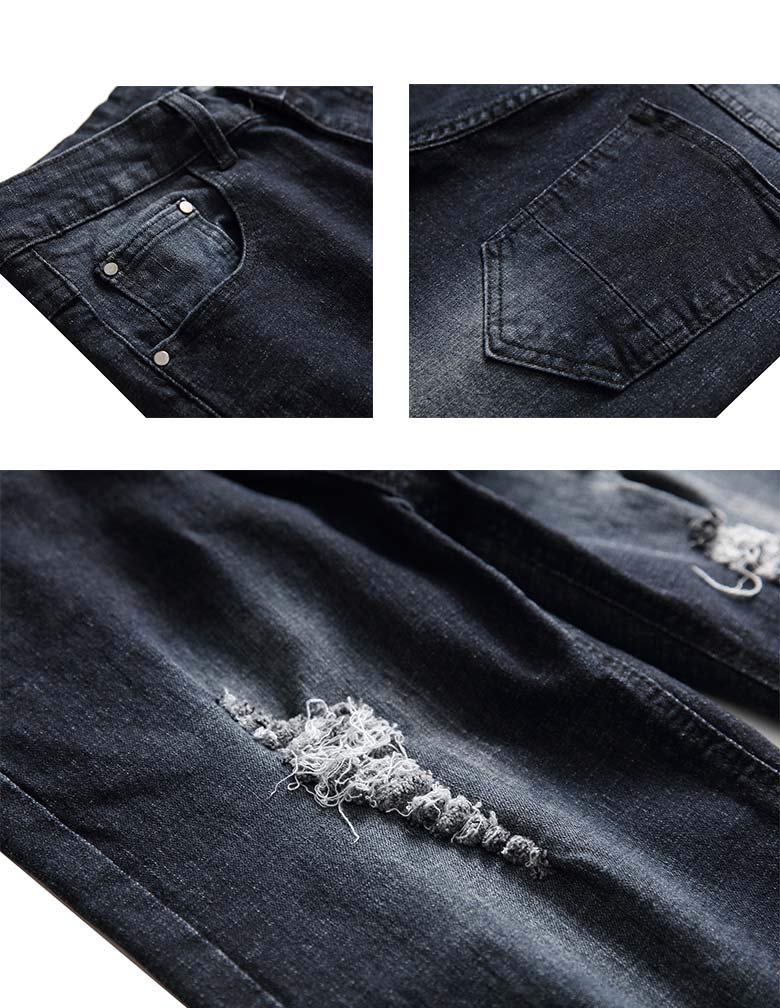 DOINLINE Men's Distressed Jean Shorts Casual Ripped Summer Denim Short Pants with Pockets Black 34