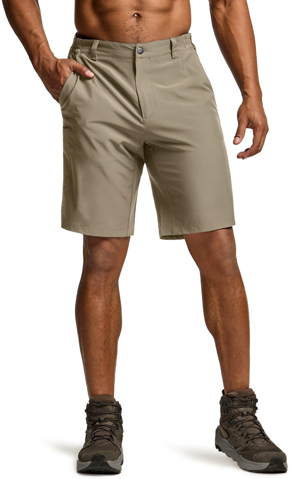 CQR Men's Quick Dry Stretch Hiking Cargo Shorts, Lightweight Water Resistant Tactical Casual, Golf & Outdoor with Pockets, Routine Sandstorm, 34W x 10L