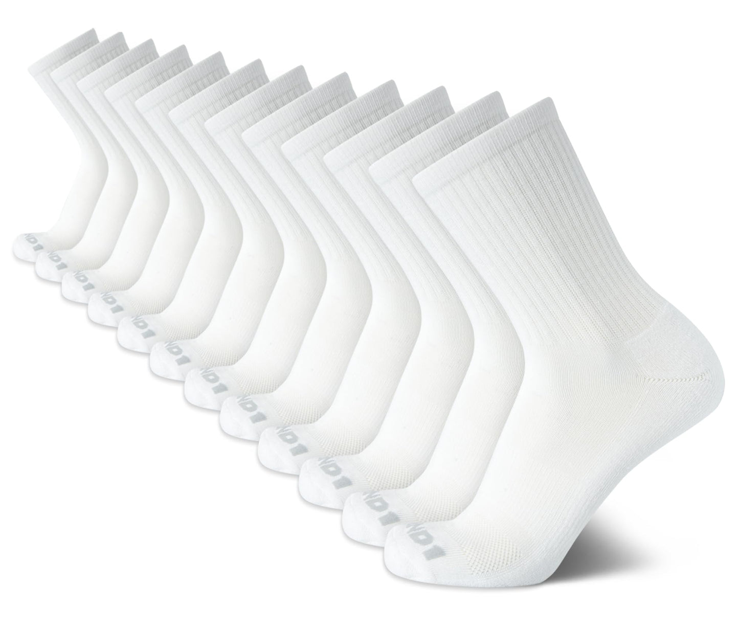 AND1 Men's Mid Crew Socks - 12 Pack Moisture Control Performance Cushioned Short Athletic Socks for Men (Shoe Size: 6-12.5), Size 6-12.5, White