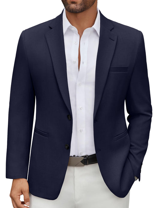 COOFANDY Men's Blazer Casual Sport Coat Regular Fit Two Button Lightweight Business Suit Jacket Navy Blue