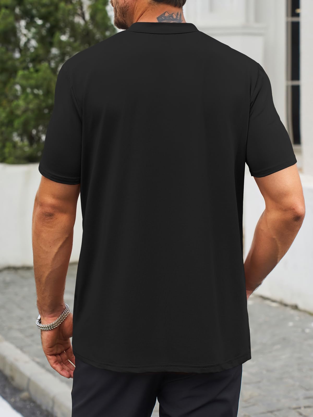 Makkrom Mens Mock Turtleneck T-Shirts Summer Short Sleeve Basic Tees Casual Solid Pullover Tops Black