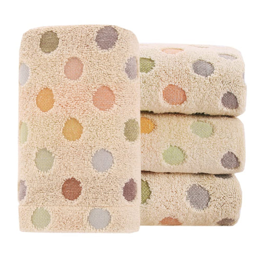 Pidada Hand Towels Set of 4 Colorful Polka Dot Pattern 100% Cotton Soft Absorbent Decorative Towel for Bathroom 13.4 x 30 Inch (Brown)