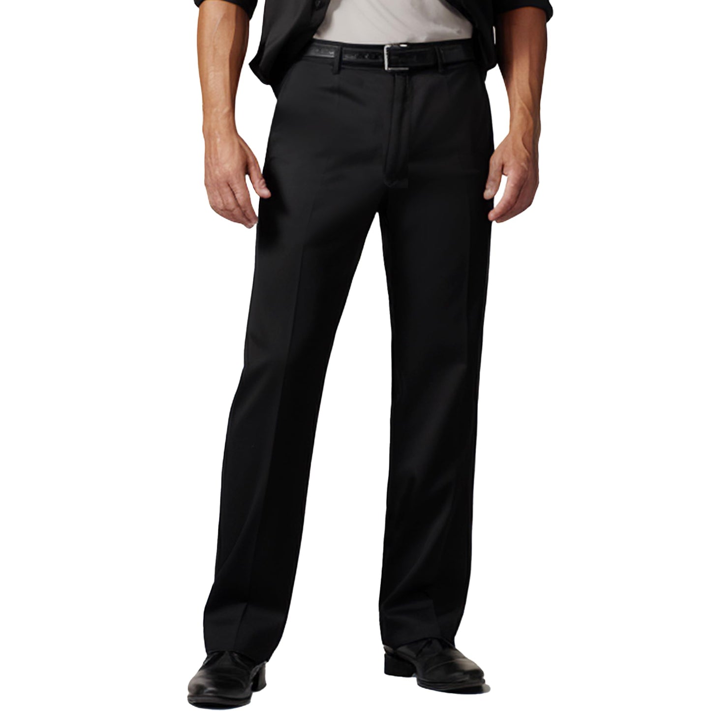 Men's Cozy Hidden Expandable Waist Dress Pants | Premium Stretch Texture Weave Work to Weekend Pant (Black,36W×30L)
