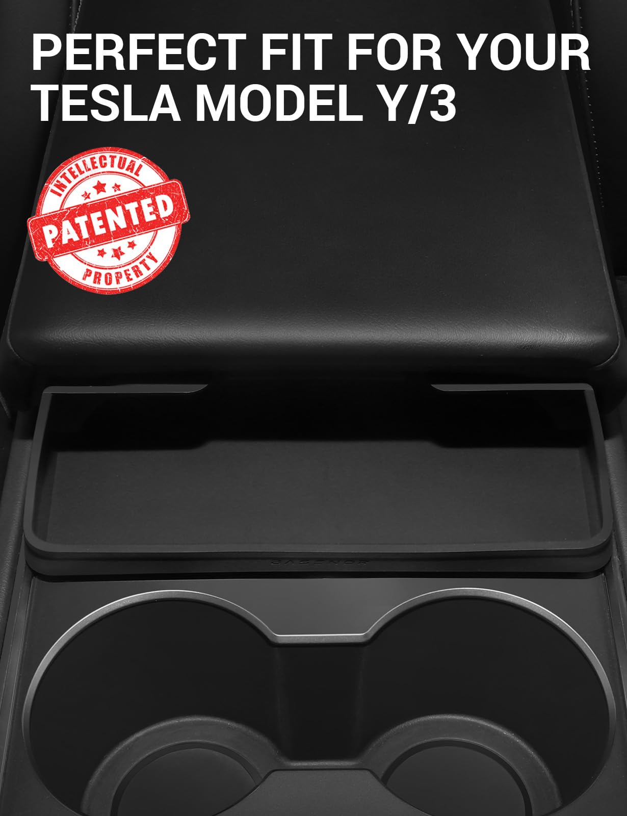 BASENOR 2024 Newest Tesla Model 3 Model Y Center Console Sunglasses Holder Armrest Box Silicone Eyeglasses Storage Box Key Card Holder 2021-2024 Accessories Interior Fit Model 3 Y with Refresh Console