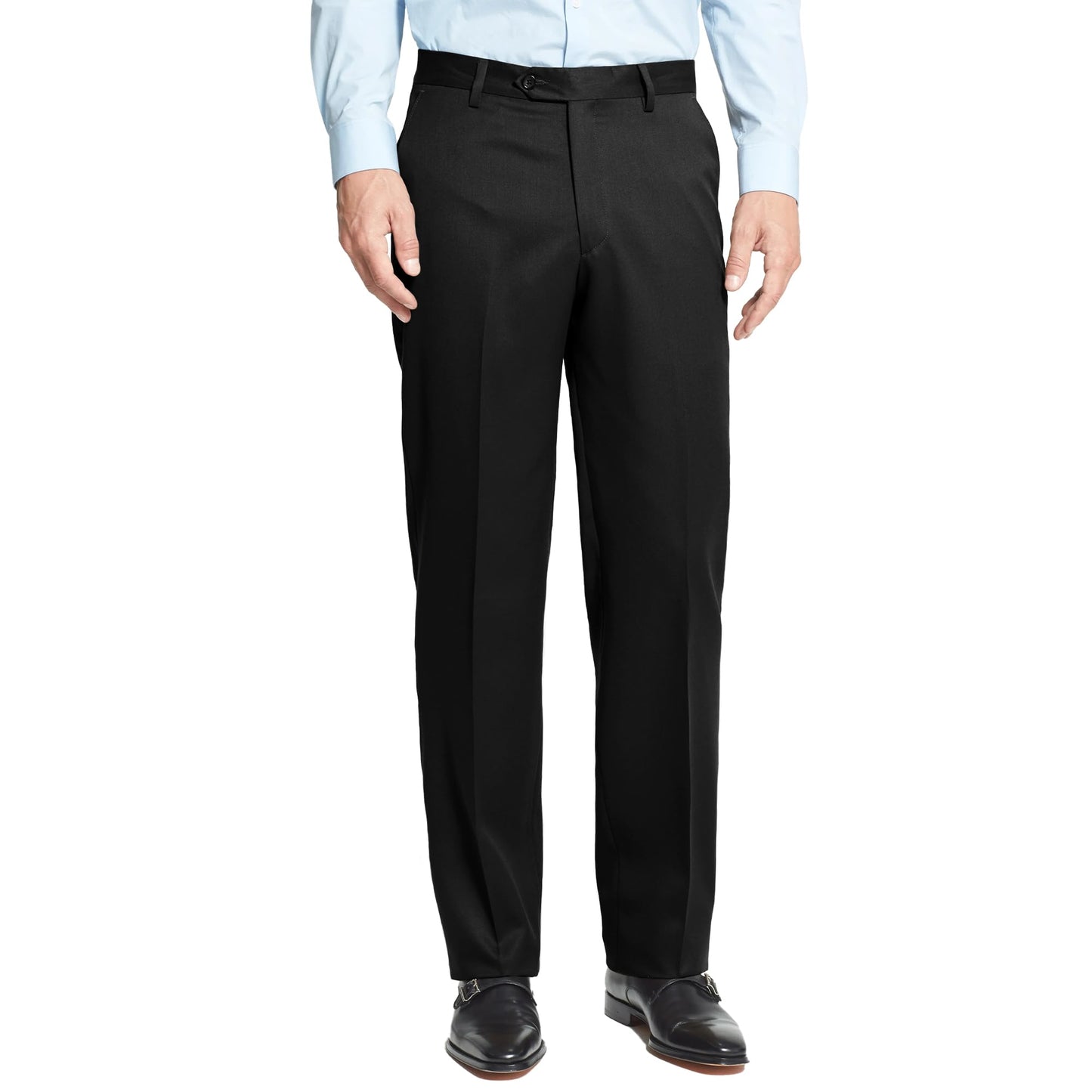 Men's Cozy Hidden Expandable Waist Dress Pants | Premium Stretch Texture Weave Work to Weekend Pant (Black,36W×30L)