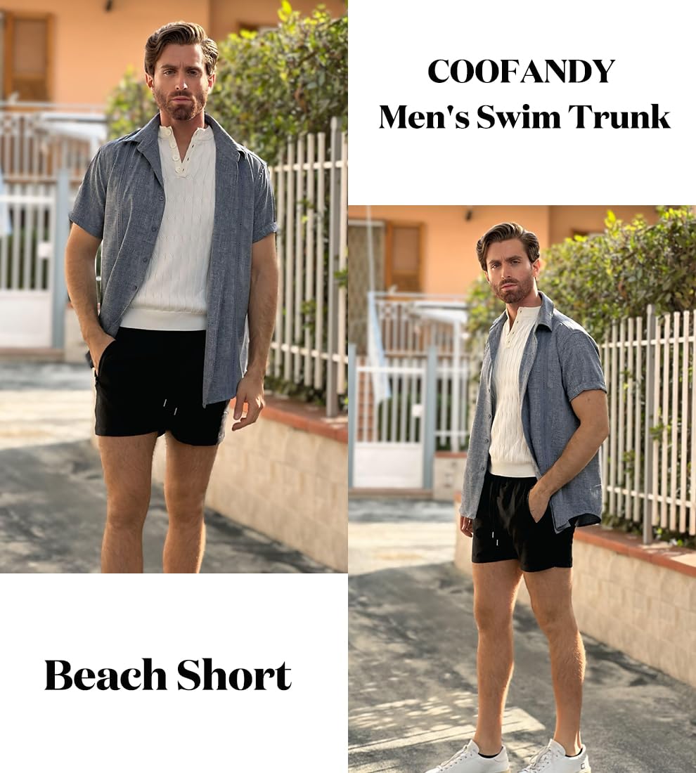 COOFANDY Mens Quick Dry Swimwear Boxer Brief Trunks Black M