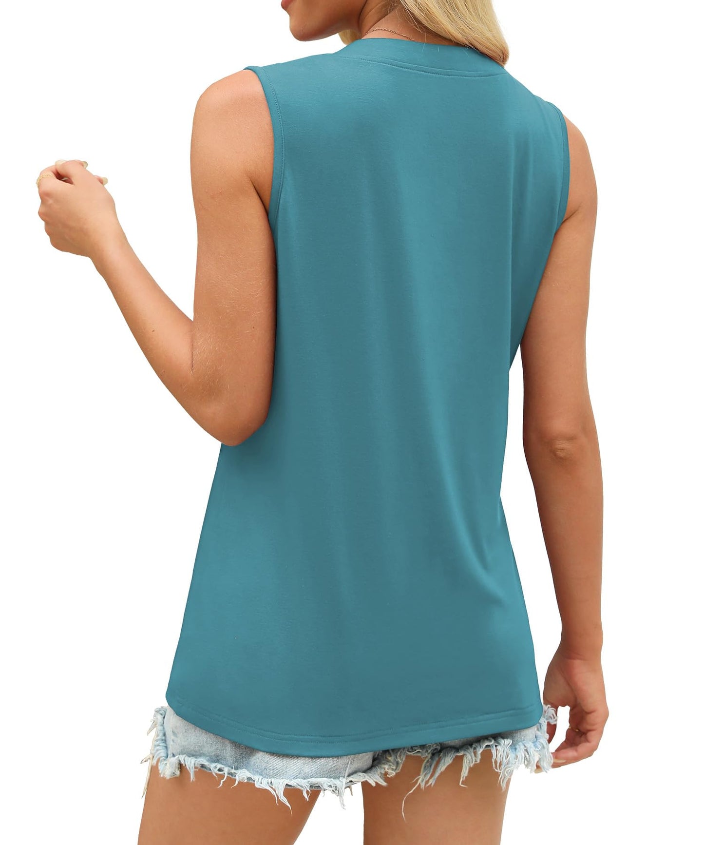 Womens Summer Tank Top 2025 Sleeveless Tank Tops V Neck Business Beach Vacation Tops Cute Trendy Shirts Blue Green