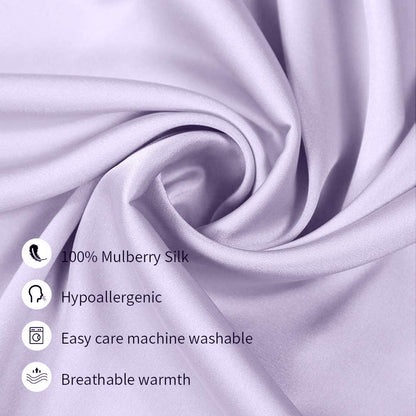 Jocoku 100% Mulberry Silk Pillowcases Set of 2 for Hair and Skin and Super Soft and Breathable Queen Size Nature Silk Pillowcases (Queen, Light Purple)