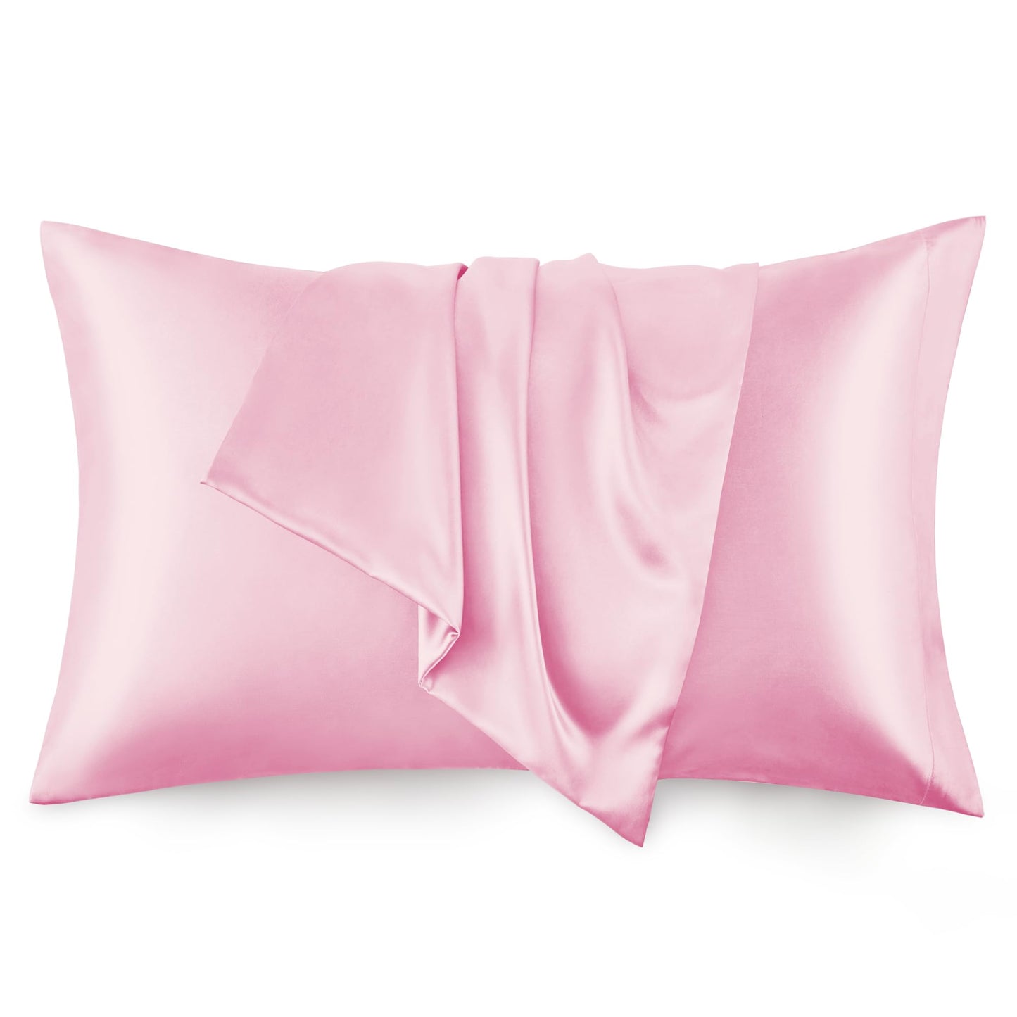 Love's cabin Silk Satin Pillowcase for Hair and Skin (Pink, 20x36 inches) Slip King Size Pillow Cases Set of 2 - Satin Cooling Pillow Covers with Envelope Closure