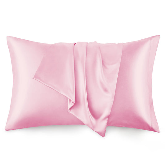 Love's cabin Silk Satin Pillowcase for Hair and Skin (Pink, 20x36 inches) Slip King Size Pillow Cases Set of 2 - Satin Cooling Pillow Covers with Envelope Closure