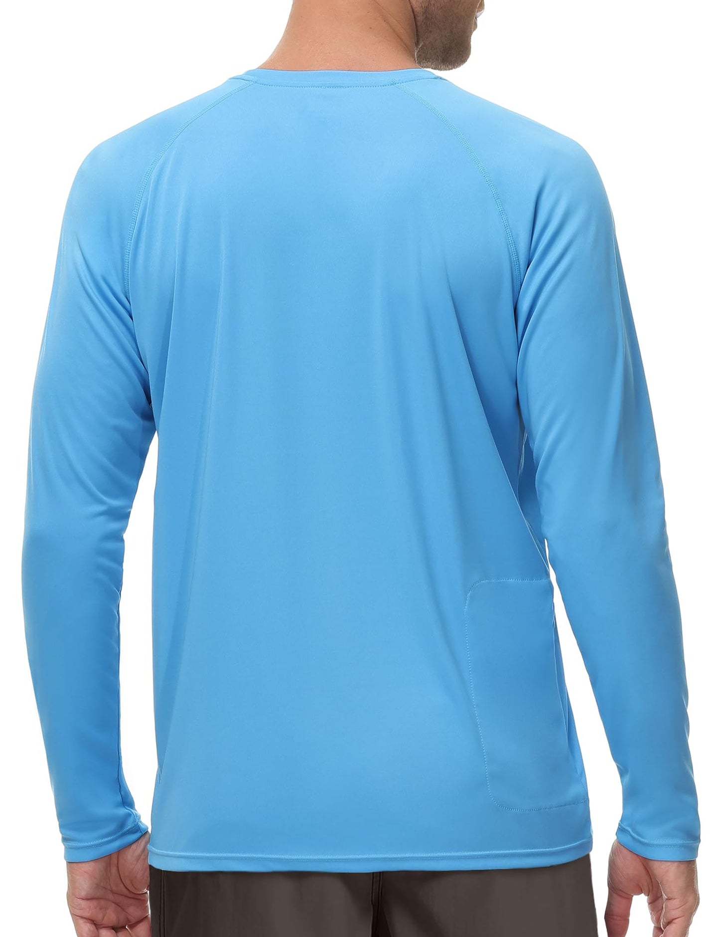 Rash Guard for Men Swim Shirt Quick Dry Fishing Shirts for Men UPF 50+ Long Sleeve UV Sun Protection Beach Shirts Sky Blue