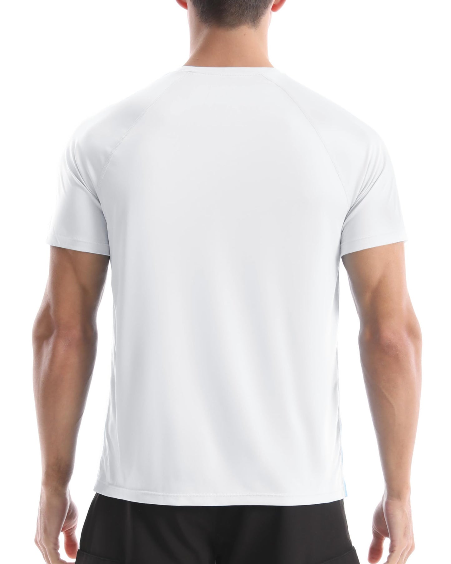 Men's UPF 50+ Swim Shirts, Sun Protection Short Sleeve Rash Guard, Quick Dry T-Shirt for Fishing and Surfing White