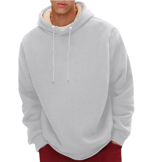 Today Deals Prime, Men Sherpa Pullover Hoodies Fleece Pullover Wool Hoodie Men'S Casual Fleece Sherpa Lined Hoodie Winter Warm Pullover Hooded Sweatshirt Light Gray 5Xl