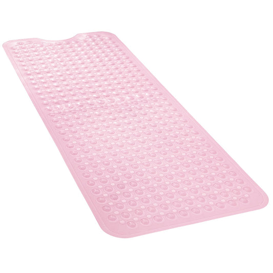 RongFa Bathtub and Shower Mats, Extra Long Non Slip Bath Mat, Bath Tub Mat with Suction Cups & Drain Holes for Bathroom，Machine Washable Bathroom Mats (Pink)