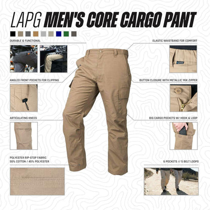 LA Police Gear Men's Core Cargo Lightweight Tactical Pants, Durable Ripstop Cargo Pants for Men, Stretch Waistband CCW Pants - Charcoal - 36 X 34