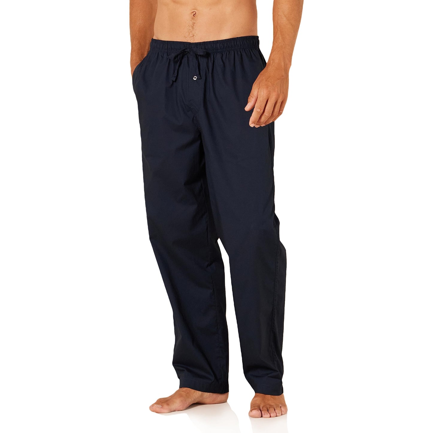 Amazon Essentials Men's Straight-Fit Woven Pajama Pant with Pockets, Navy, Large