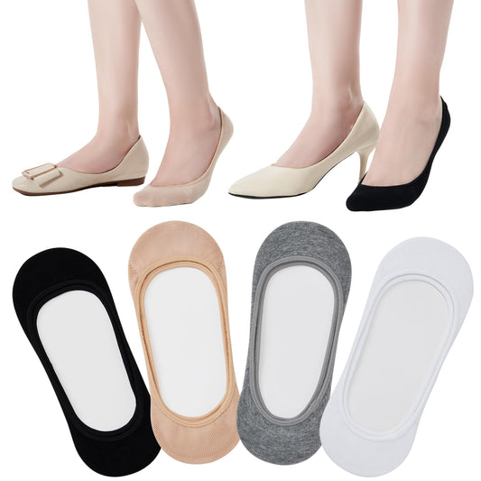 ATBITER No Show Socks Womens - Ultra Low Cut Liners Non Slip Footies for Flats Hidden Invisible Boat Summer 4/8 Pairs