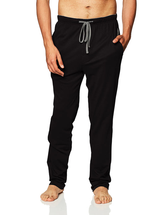 Hanes Men's Solid Knit Sleep Pant with Pockets and Drawstring, Black, Large