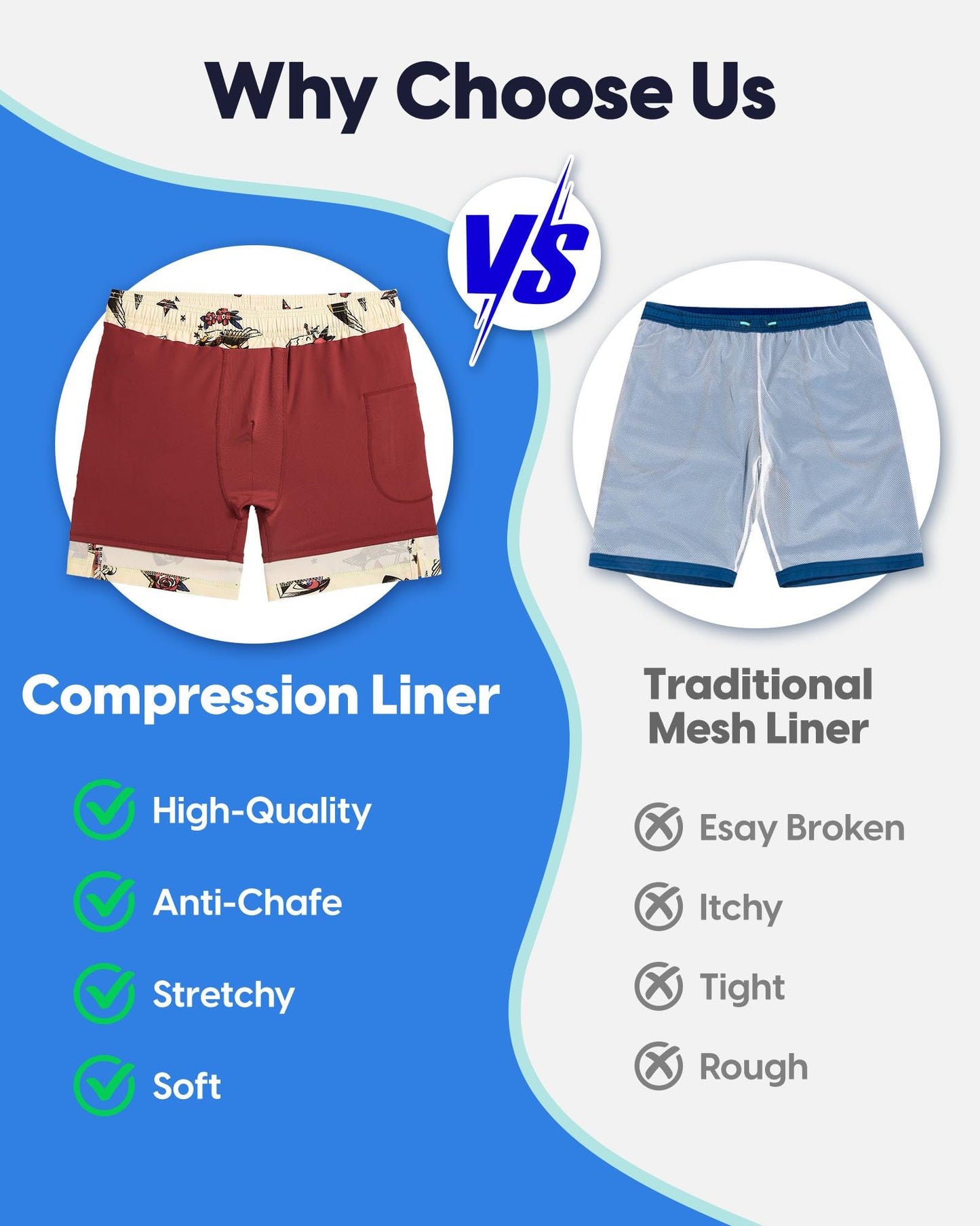 maamgic 7 Inch Mens Swim Trunks with Compression Liner Board Shorts with Zippered Pocket Bathing Suit for Beach Vacation Beige and Red Eagle American Flag Small