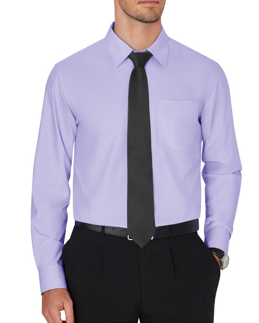 J.VER Men's Dress Shirts Wrinkle Free Long Sleeve Formal Shirt Solid Business Casual Wedding Button Down Shirts with Pocket Medium Lilac Purple