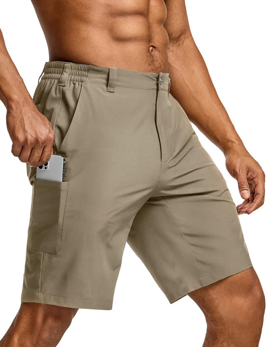 CQR Men's Quick Dry Stretch Hiking Cargo Shorts, Lightweight Water Resistant Tactical Casual, Golf & Outdoor with Pockets, Routine Sandstorm, 34W x 10L