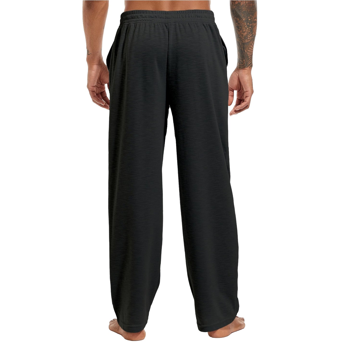 Inner Wish Men's Pajama Pant, Soft Mens Lounge Pants Sleep Bottoms with Pockets Drawstring, BLACK,L