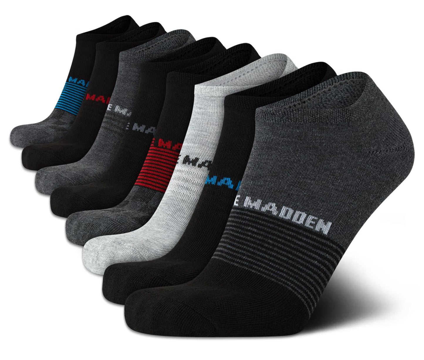 Steve Madden Men's Low Cut Socks - 8 Pack Half Cushioned No Show Athletic Socks - Performance Ankle Socks for Men (10-13), Size 10-13, Grey Black Multi