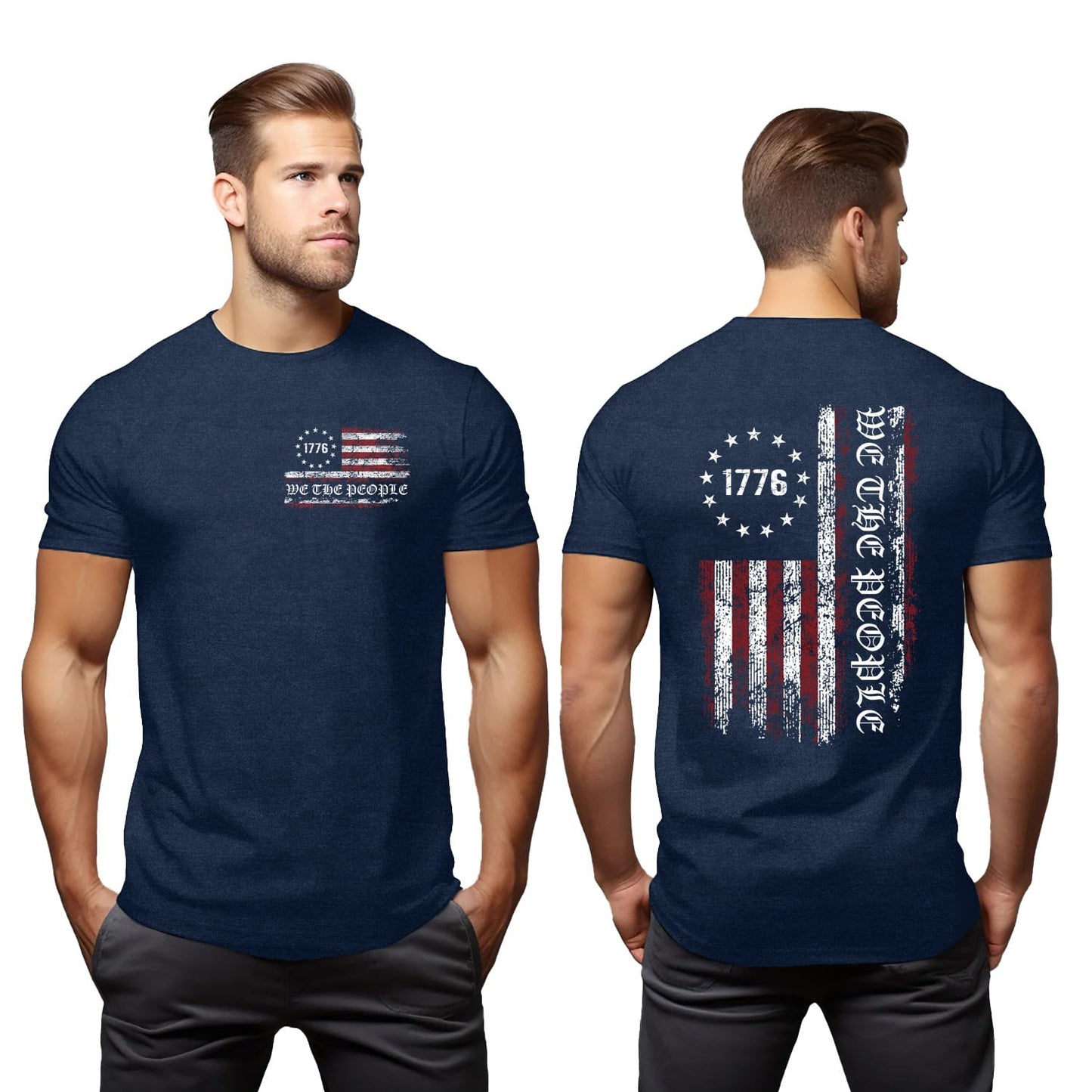 Ascrazy Mens American Flag Shirt 4th of July T-Shirt USA Flag 1776 Patriotic Tee Memorial Day Tops