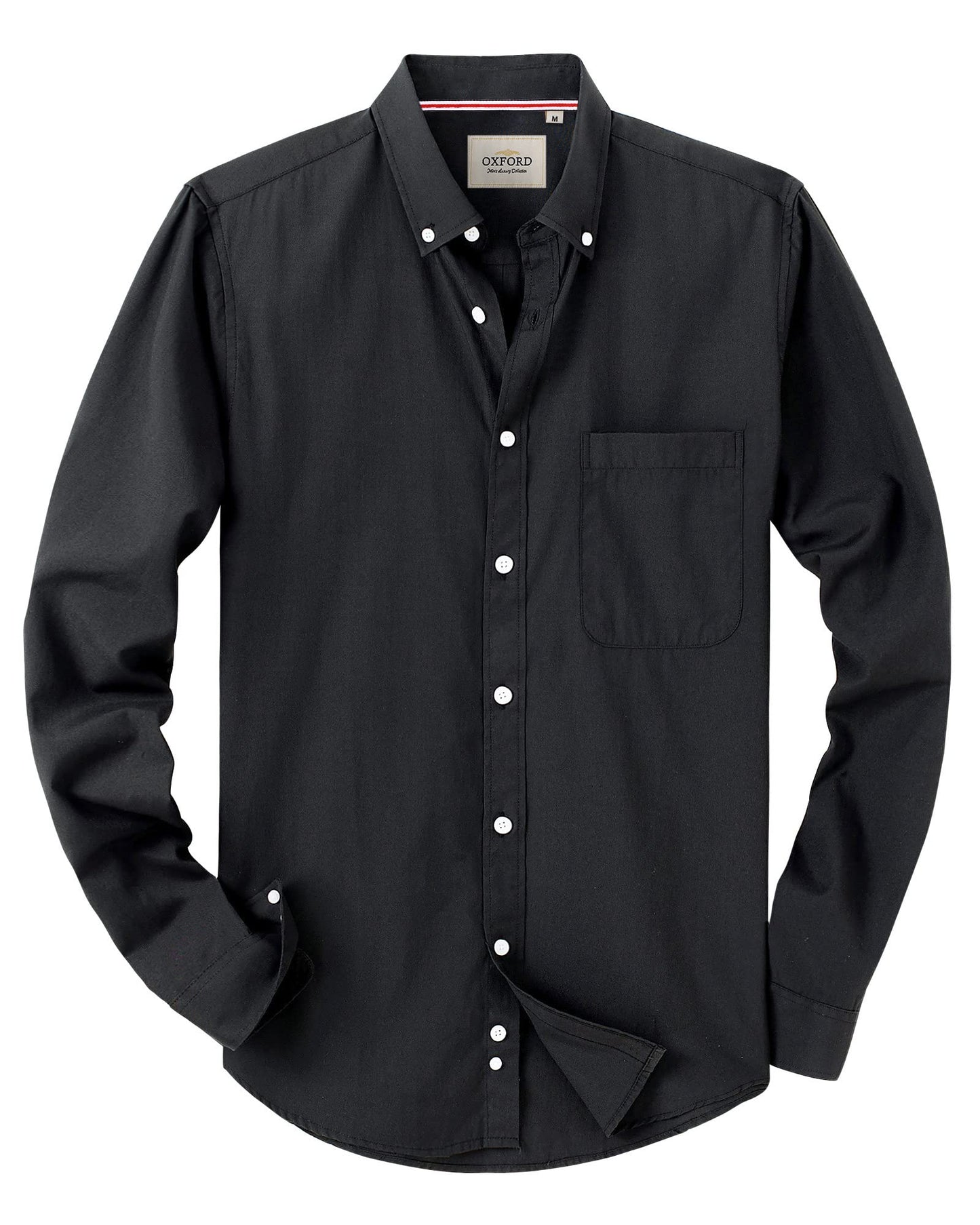 Alimens & Gentle Mens Solid Oxford Shirt Long Sleeve Button Down Shirts with Pocket Black