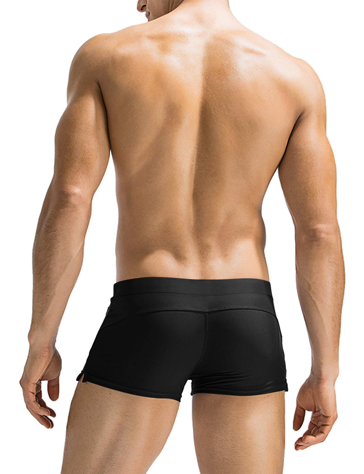 COOFANDY Mens Quick Dry Lightweight Square Leg Cut Trunks Swimwear, Large, 1 - Black