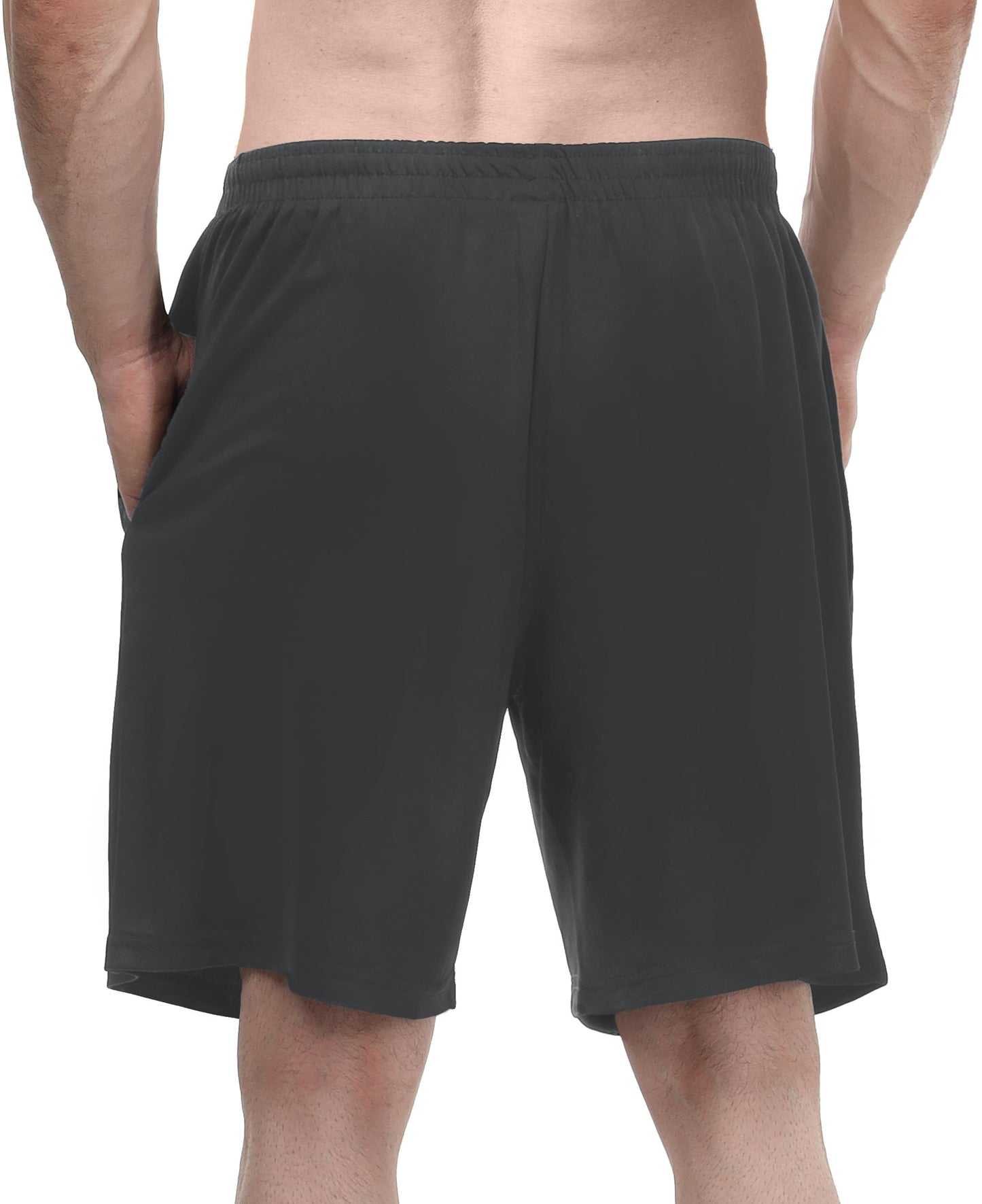 NY Threads 3 Pack Men's Athletic Shorts Quick Dry Lightweight Workout Running Gym Shorts with Pockets, Large, Black/Black/Dark Grey