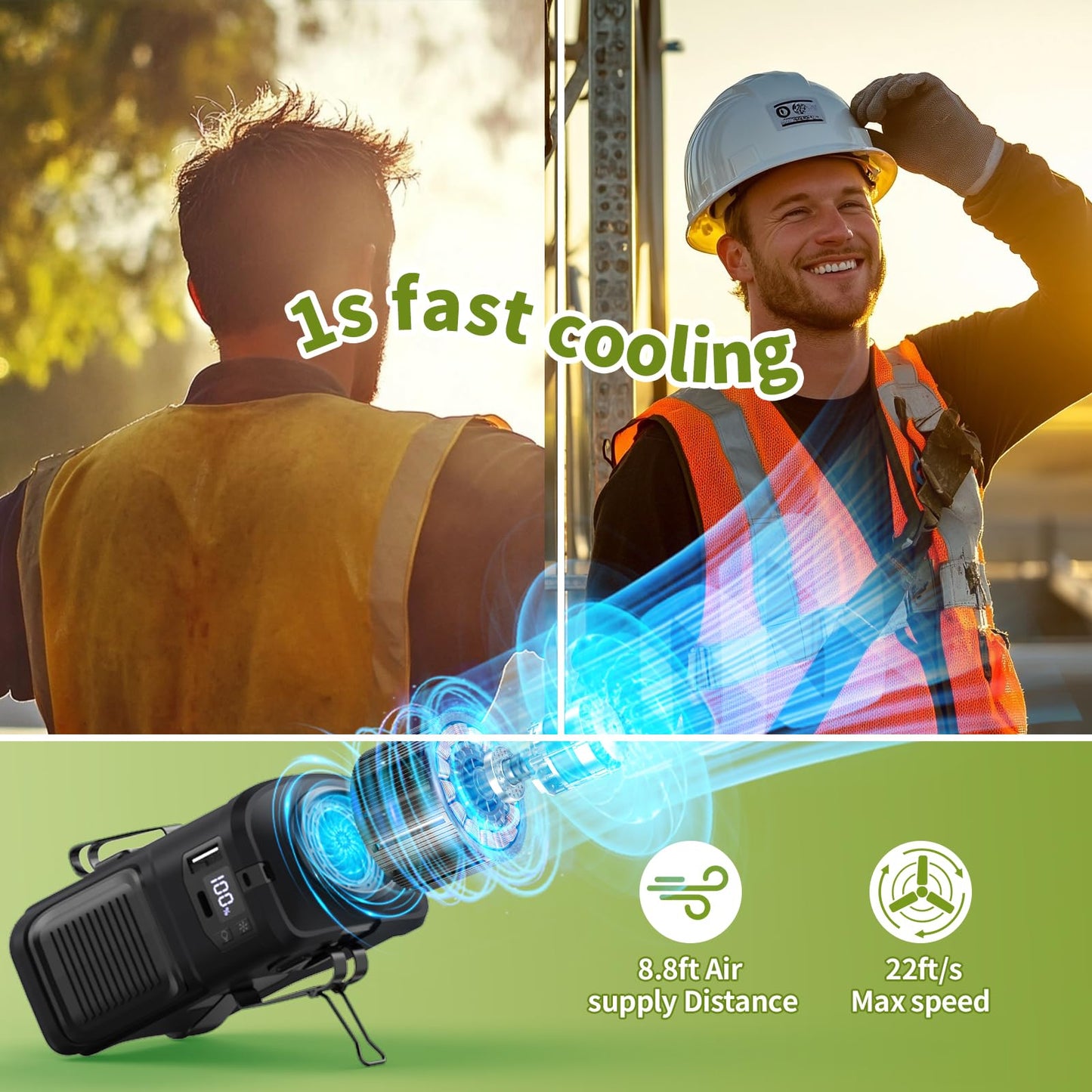 Rechargeable Portable Waist Fan ，5 Speeds Faster Cooling with 10000mAh Power Bank （8/40h Working ） Hands-Free Hanging Neck Fan, Quiet, clip on Fan for Camping, Outdoor, Jobsite ，Gifts for Women men