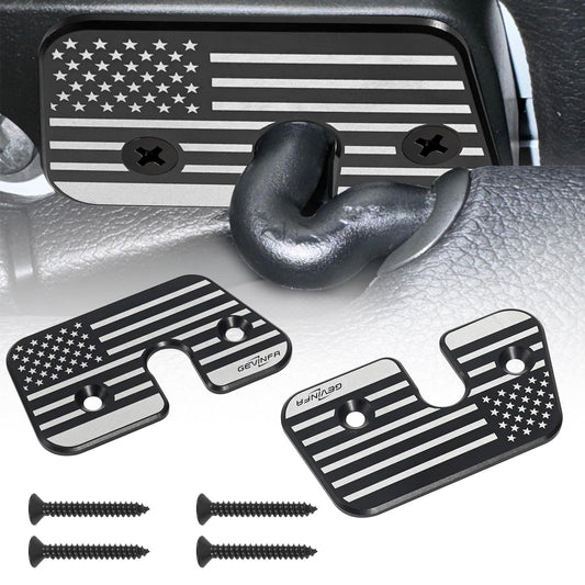 GEVINFA Wrangler Sun Visor Repair Kit, Upgraded Aluminum Alloy Sun Visor Clips American Flag Compatible with Jeep Wrangler JK 2018, JL 2018-2023, 2020-2023 Gladiator,Quick Repair& Quick Removal