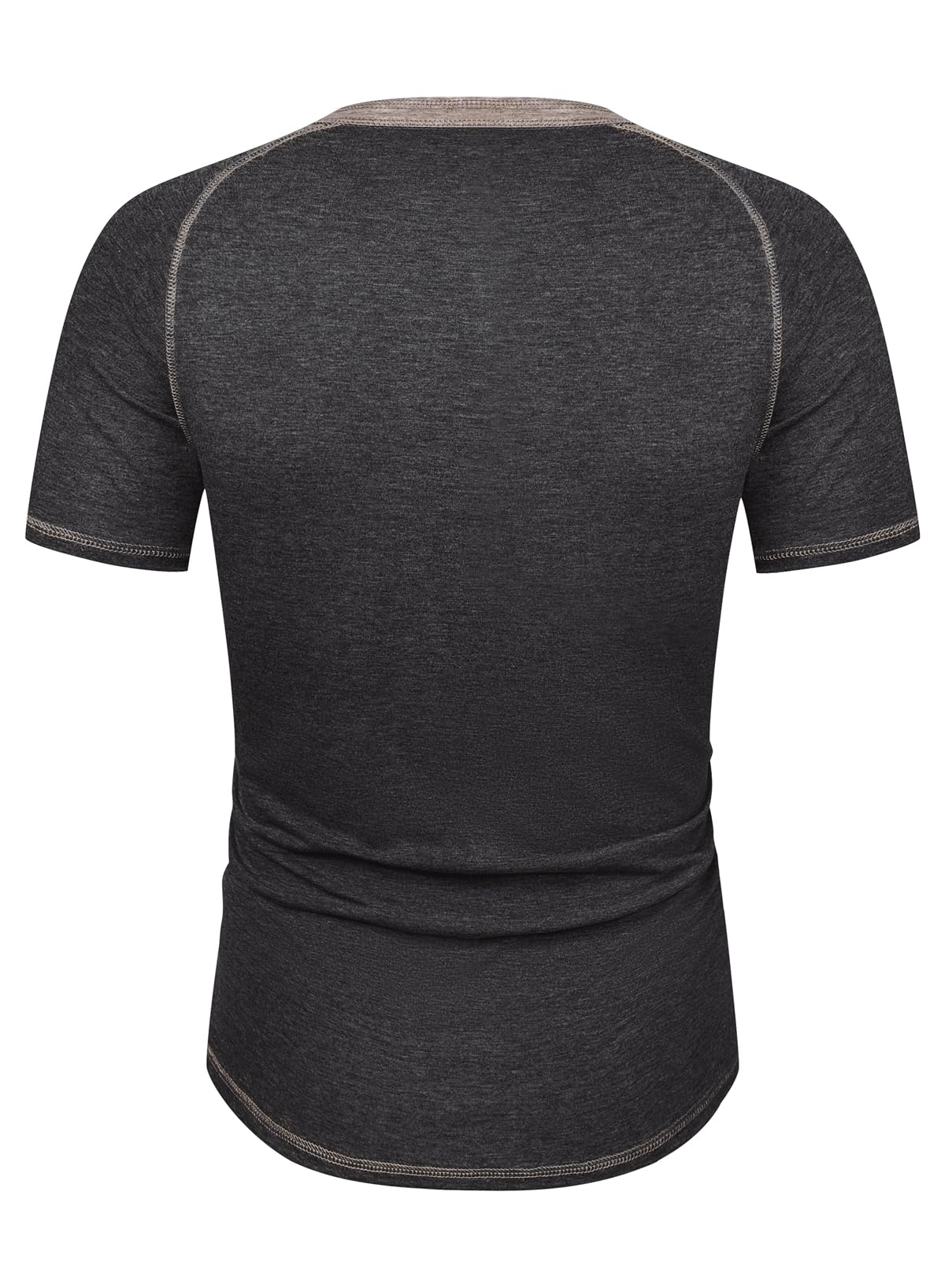 JMIERR Mens Henley Short Sleeve T-Shirt Cotton Casual Shirts with Pockets, XL, Black