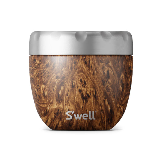 S'well Eats Stainless Steel Food Bowls, 21.5oz, Teakwood, Triple-Layered Vacuum-Insulated Containers Keeps Food Cold for 11 Hours and Hot for 7 hours, Condensation Free, BPA Free