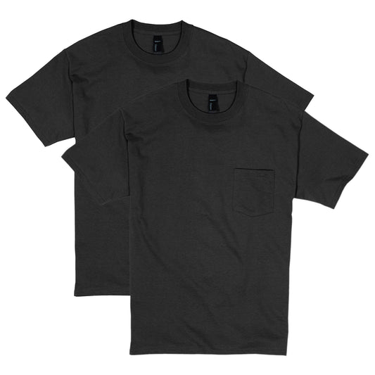 Hanes mens Beefy Short Sleeve Pocket Tee Value Pack (2-pack) fashion t shirts, Black, X-Large US