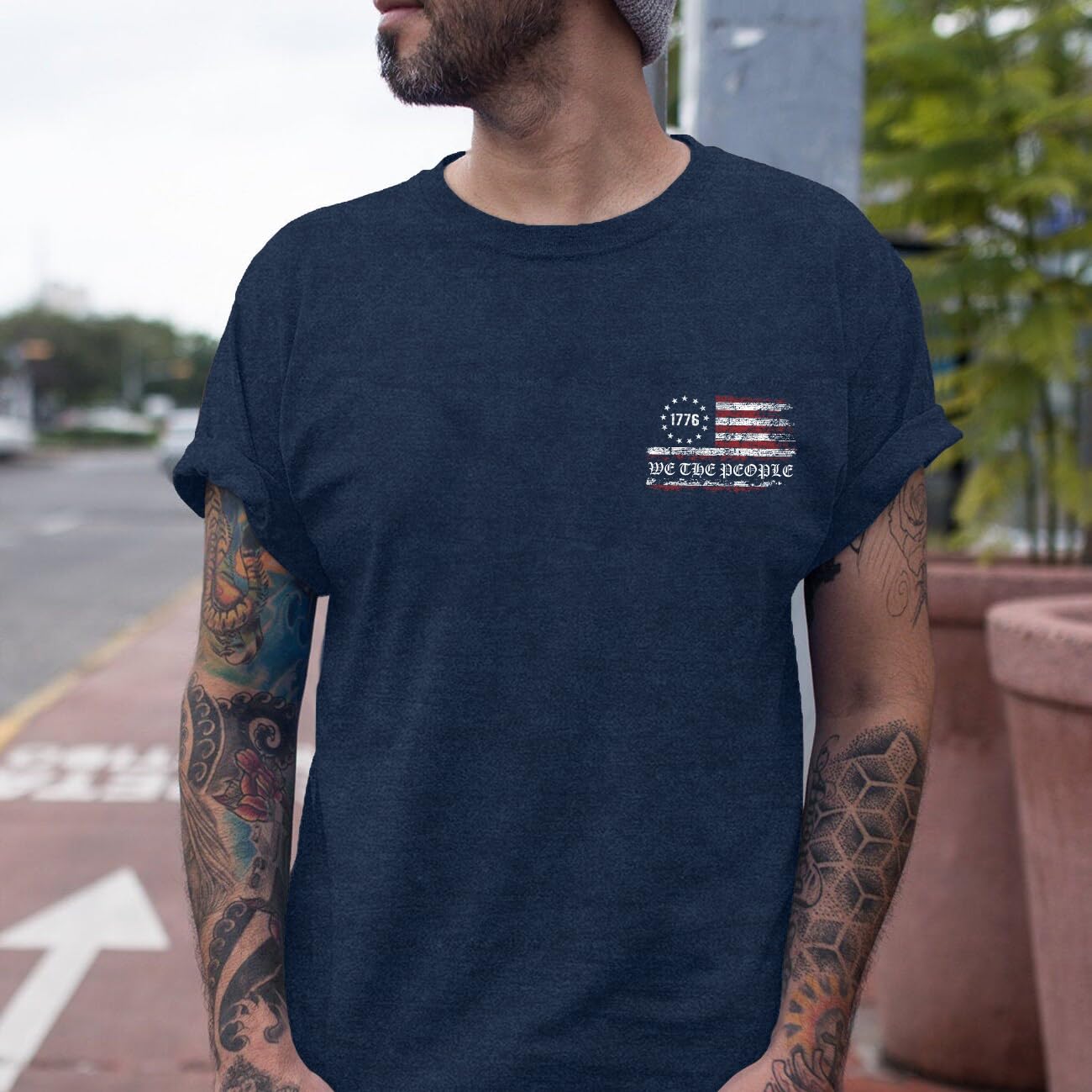 Ascrazy Mens American Flag Shirt 4th of July T-Shirt USA Flag 1776 Patriotic Tee Memorial Day Tops
